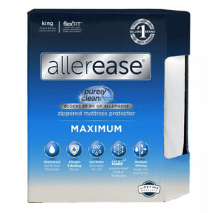 King Maximum Bed Bug and Allergy Mattress Protector White - AllerEase NEW